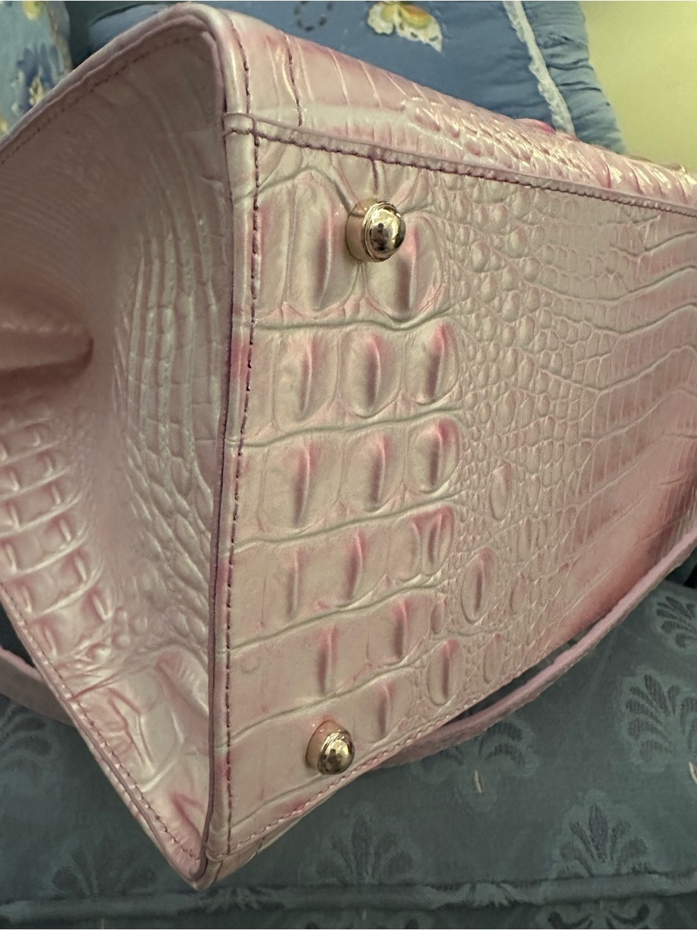 Sale ! Brahmin Rosewater Large Caroline Croc-Embossed Satchel NWOT - Picture 8 of 12